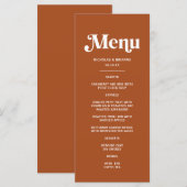 Boho Retro 70s Terracotta Bruiloft Menu (Voorkant / Achterkant)