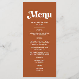 Boho Retro 70s Terracotta Bruiloft Menu