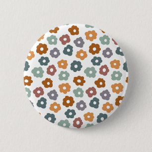 Boho Retro Aardse Bloemen en Botanische Charme Ronde Button 5,7 Cm