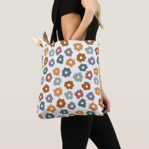 Boho Retro Aardse Bloemen en Botanische Charme Tote Bag