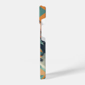 Boho retro abstract kattenportret sinaasappel groe iPhone hoesje (Linkerkant)