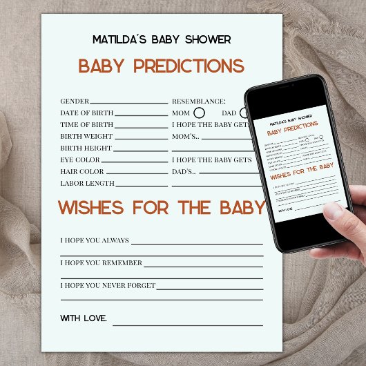 Boho Retro Baby Voorspellingen en Wensen Baby show Kaart