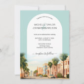 Boho  Retro Bestemming Bruiloft Charleston Kaart (Voorkant)