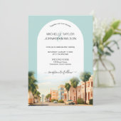 Boho  Retro Bestemming Bruiloft Charleston Kaart (Staand voorkant)