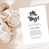 Boho Retro Black en White | Oh Boy Baby shower Kaart