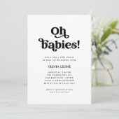 Boho Retro Black en White | Twins Baby shower Kaart (Staand voorkant)