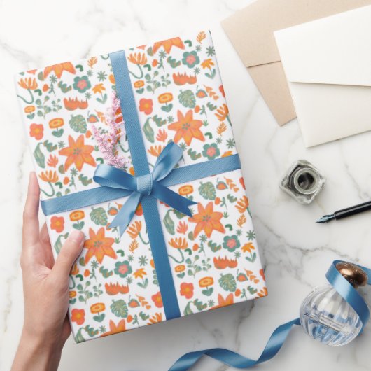 Boho Retro Bloem Verpakkings Papier (Geschenken)