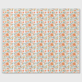 Boho Retro Bloem Verpakkings Papier (Vlak)