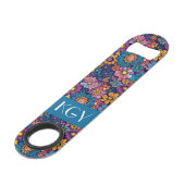 Boho Retro Bloembloem 70s Monogram Speed Flessenopener (Voorkant Gekanteld)