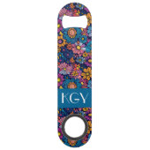 Boho Retro Bloembloem 70s Monogram Speed Flessenopener (Achterkant)