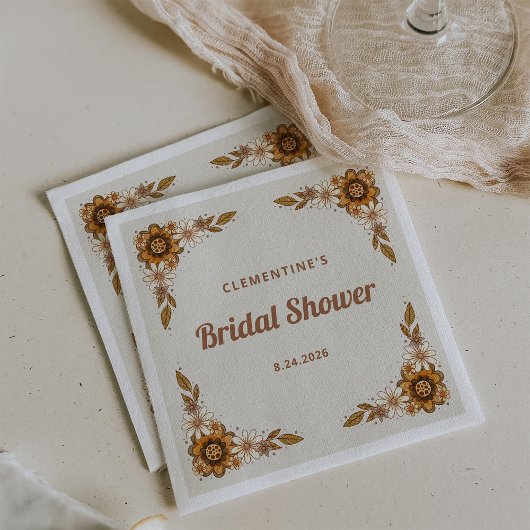 Boho Retro Bloemen | Bruidsmeisje Feest Servet