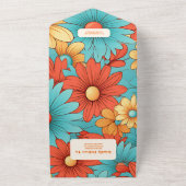 Boho Retro Bloemen Bruiloft All In One Uitnodiging (Buitenkant)