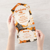 Boho Retro Bloemen Bruiloft All In One Uitnodiging (Afscheurbaar)