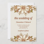 Boho Retro Bloemen | Bruiloft Kaart (Voorkant)