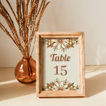 Boho Retro Bloemen | Bruiloft Kaart<br><div class="desc">Deze trendy trouwtafelnummerkaarten zijn voorzien van stijlvolle retro bloemen en bladeren in  neutrale kleuren zoals bruin,  beige,  goud,  olijfgroen en ivoorcrème met retro stijl tekst. Zorg ervoor dat u een aparte kaart voor elke tabel aanpast en koopt.</div>