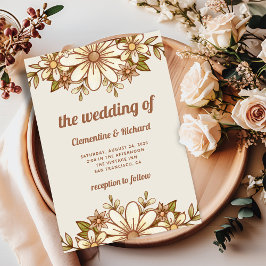 Boho Retro Bloemen | Bruiloft Kaart