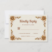 Boho Retro Bloemen | Bruiloft RSVP Kaartje (Voorkant)