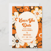 Boho Retro Bloemen Bruiloft Save The Date (Voorkant)