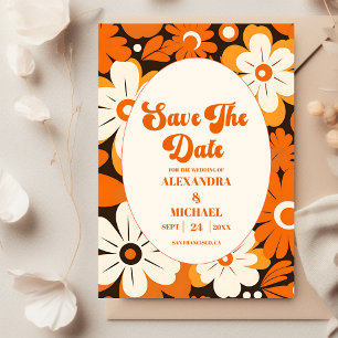 Boho Retro Bloemen Bruiloft Save The Date