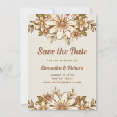 Boho Retro Bloemen | Bruiloft Save The Date (Voorkant)
