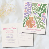 Boho Retro Bloemen Bruiloft Save the Date Briefkaa Briefkaart