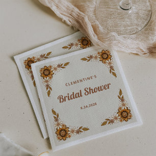 Boho Retro Bloemen Bruiloftsfeest Servet
