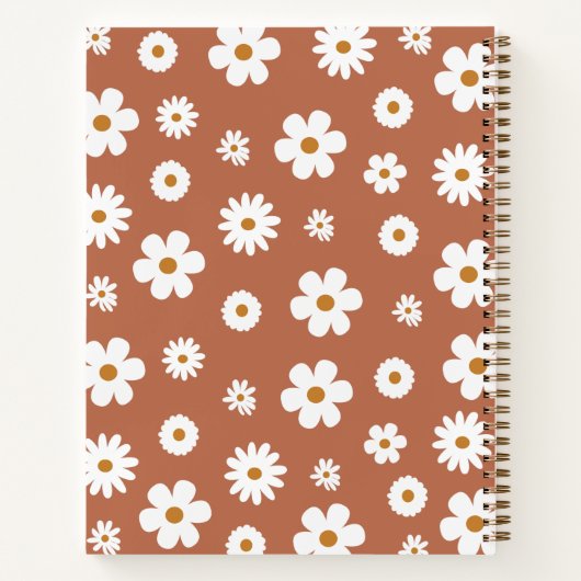 Boho Retro Bloemen Daisy Naam Notitieboek (Achterkant)