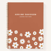 Boho Retro Bloemen Daisy Naam Notitieboek (Voorkant)