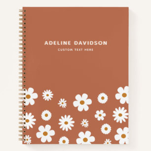Boho Retro Bloemen Daisy Naam Notitieboek