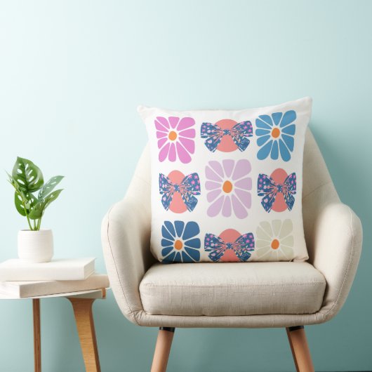 Boho retro bloemen eenvoudige Pasen Kussen (Stoel)