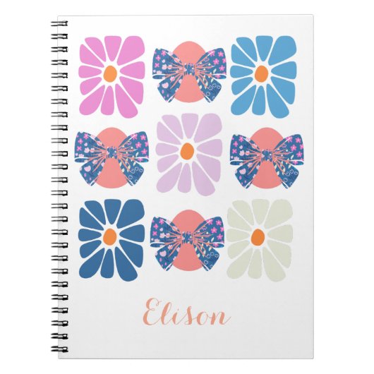 Boho retro bloemen eenvoudige Pasen Notitieboek (Voorkant)