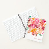 Boho retro bloemen florale waterverf patroon notitieboek (Binnen)
