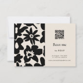 Boho Retro Bloemen QR Code Huwelijk RSVP Kaartje (Voorkant)