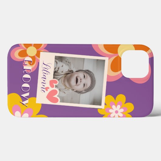 Boho Retro Bloemen Roze Geel Foto Case-Mate iPhone Case (Achterkant (horizontaal))