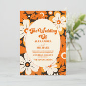 Boho Retro Bloemige Bruiloft Kaart (Staand voorkant)