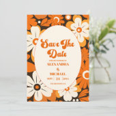 Boho Retro Bloemige Bruiloft Save The Date (Staand voorkant)