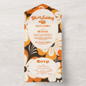 Boho Retro Bloemige Trouwdag All In One Uitnodiging (Binnen)