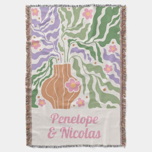 Boho Retro Bloemstuk Custom Plaid voor op de Bank Deken (Voorkant Verticaal)