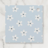 Boho Retro Blue Daisy 1e Groovy Verjaardag Bedankjes Labels (Achterkant)