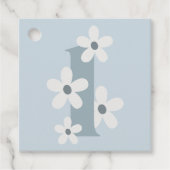 Boho Retro Blue Daisy 1e Groovy Verjaardag Bedankjes Labels (Voorkant)