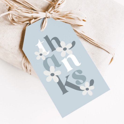 Boho Retro Blue Daisy Verjaardagsgunst Cadeaulabel