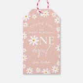 Boho Retro Blush Roze Daisy Wild Een 1e Verjaardag Cadeaulabel (Voorkant)