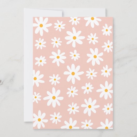 Boho Retro Blush Roze Daisy Wild Een 1e Verjaardag Kaart (Achterkant)