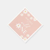 Boho Retro Blush Roze Daisy Wild Een 1e Verjaardag Servet (Hoek)