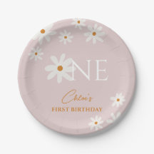 Boho retro blush roze madeliefje meisje eerste ver