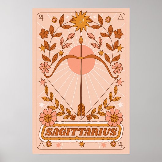 Boho Retro Boogschutter Zodiac Poster (Voorkant)