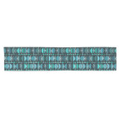 Boho Retro Bowls Lines Blauwgroen Korte Tafelloper (Horizontaal)