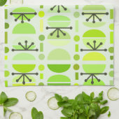 Boho Retro Bowls Lines Chartreuse Theedoek (Gevouwen)