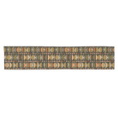 Boho Retro Bowls Lines Dark Earth Tones Korte Tafelloper (Horizontaal)