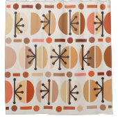 Boho Retro Bowls Lines Earth Tones Douchegordijn (Voorkant)